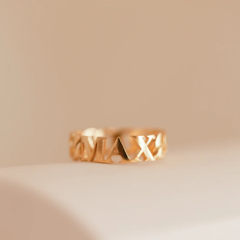 925 Silver Curb Chain Name Ring
