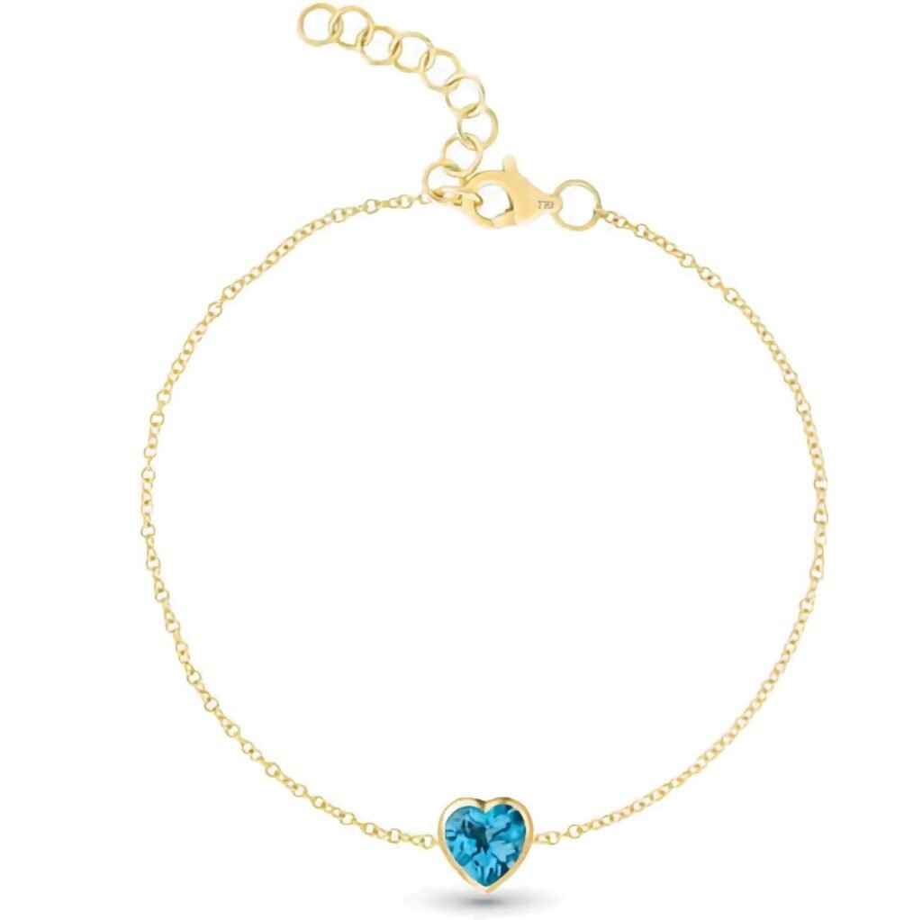 925 Silver Custom Solitaire Gemstone Bezel Heart Bracelet
