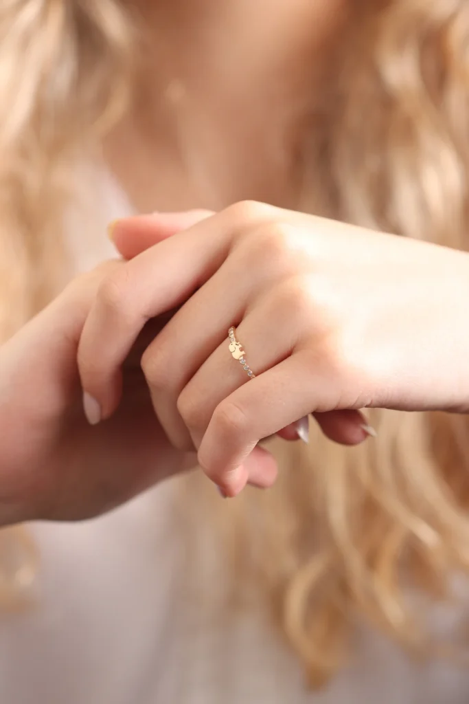 925 Silver Cute Elephant CZ Diamond Ring