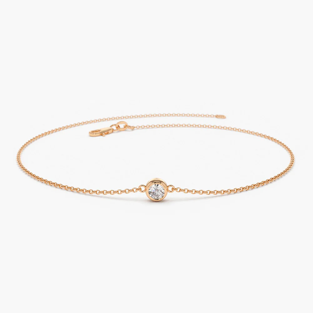 925 Silver Dainty Diamond Solitaire Bracelet