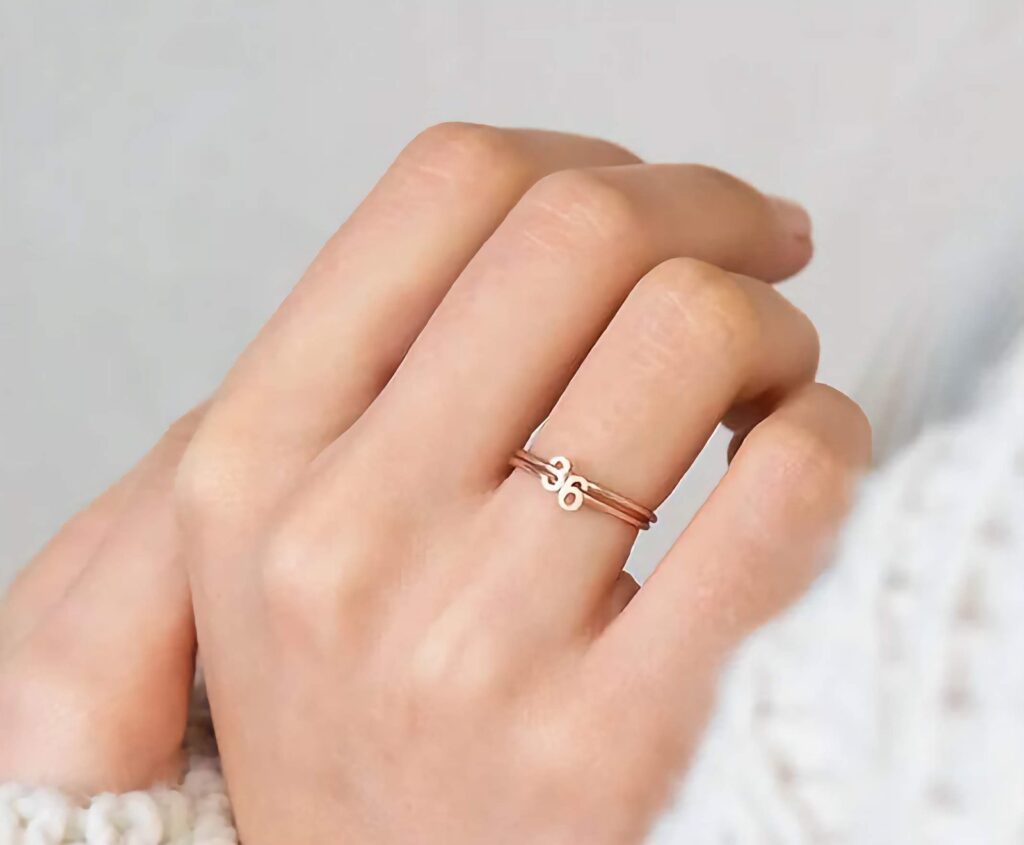 925 Silver Dainty Number Ring