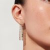 925 Silver dangle chain stud earrings with polished gold plating