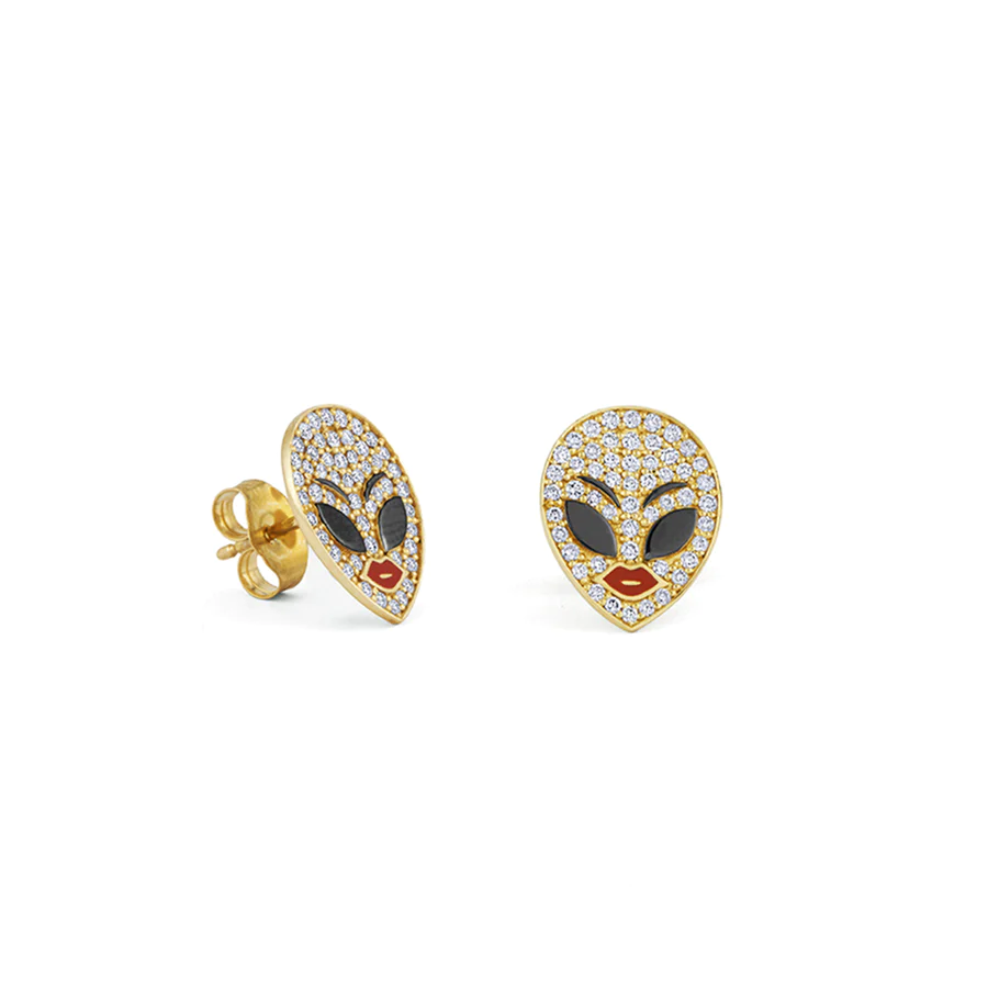 925 Silver Diamond Alien Silver Stud