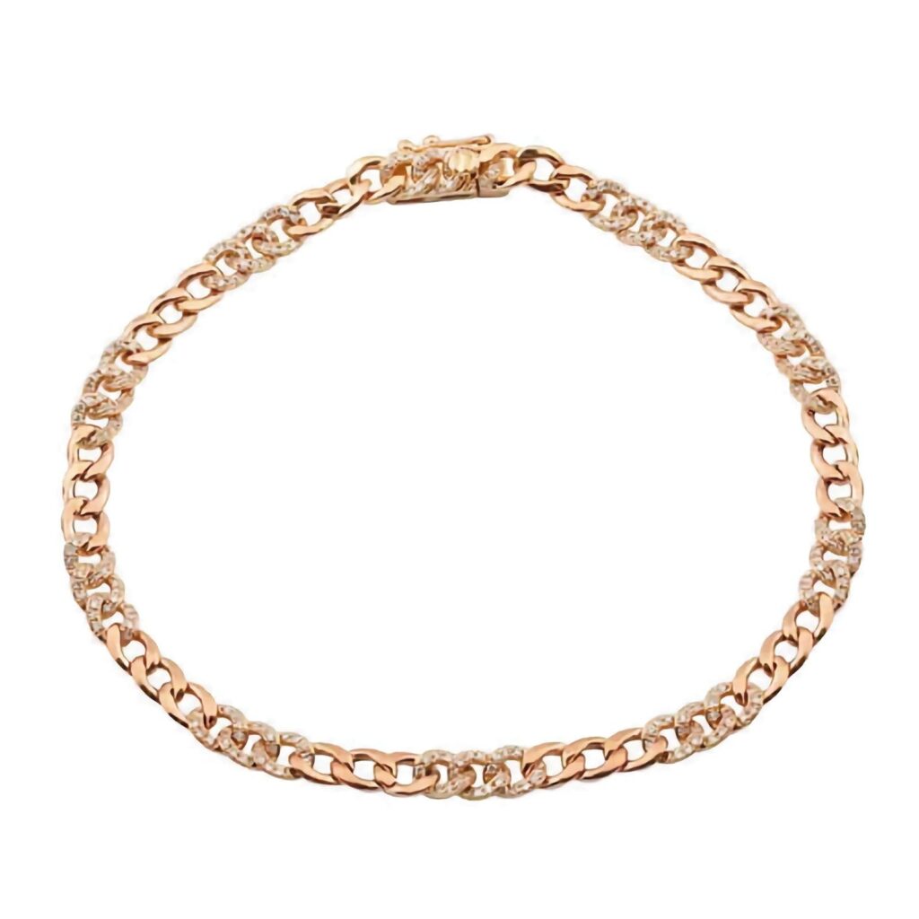 925 Silver Diamond Alternated Cuban Link Bracelet