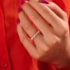 925 Silver Diamond Alternating Baguette Wedding Ring with CZ stones