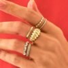 Gold-plated sterling silver ring with balanced stone pattern