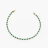 Elegant sterling silver tennis bracelet with bright emerald accents