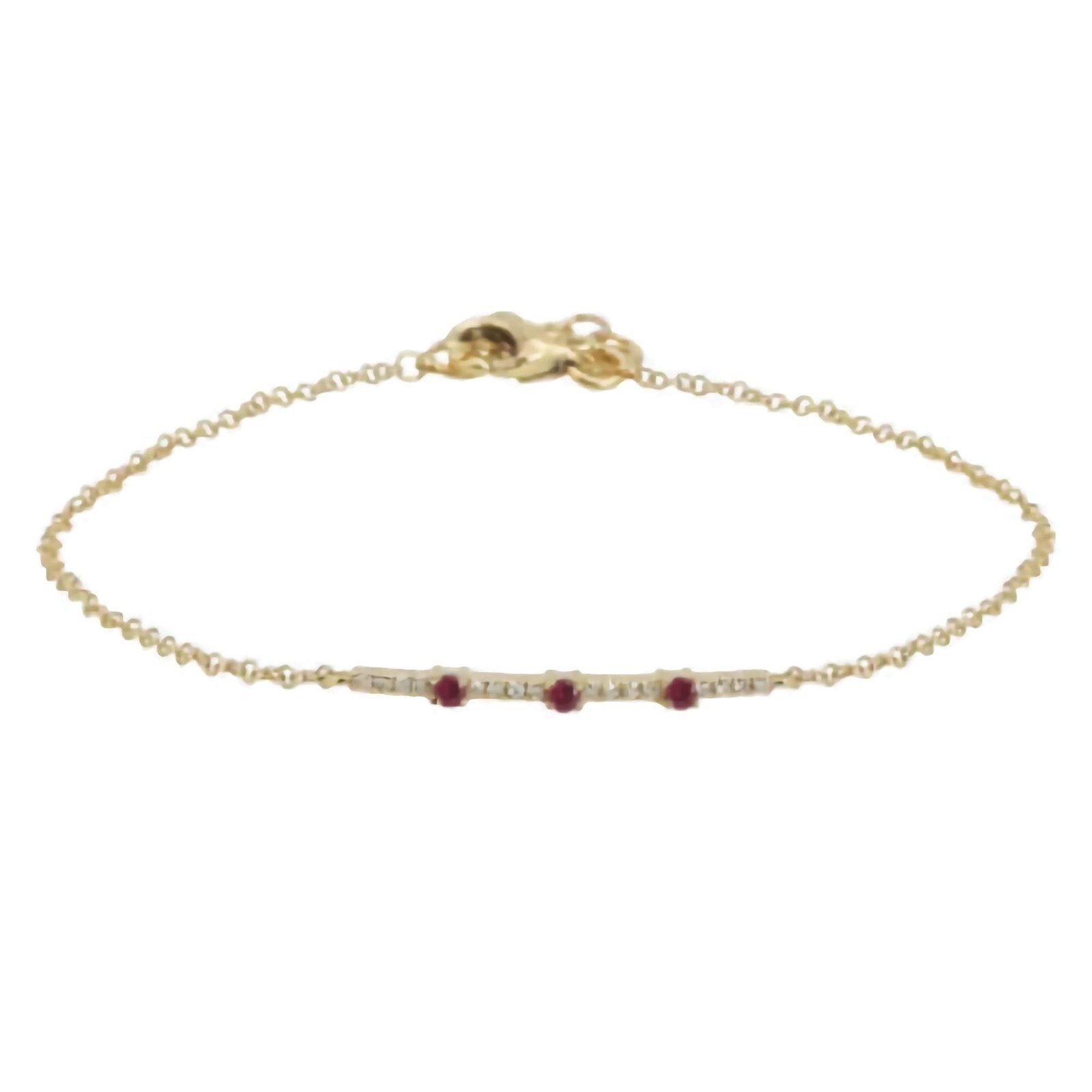 925 Silver Diamond and Ruby Bar Bracelet