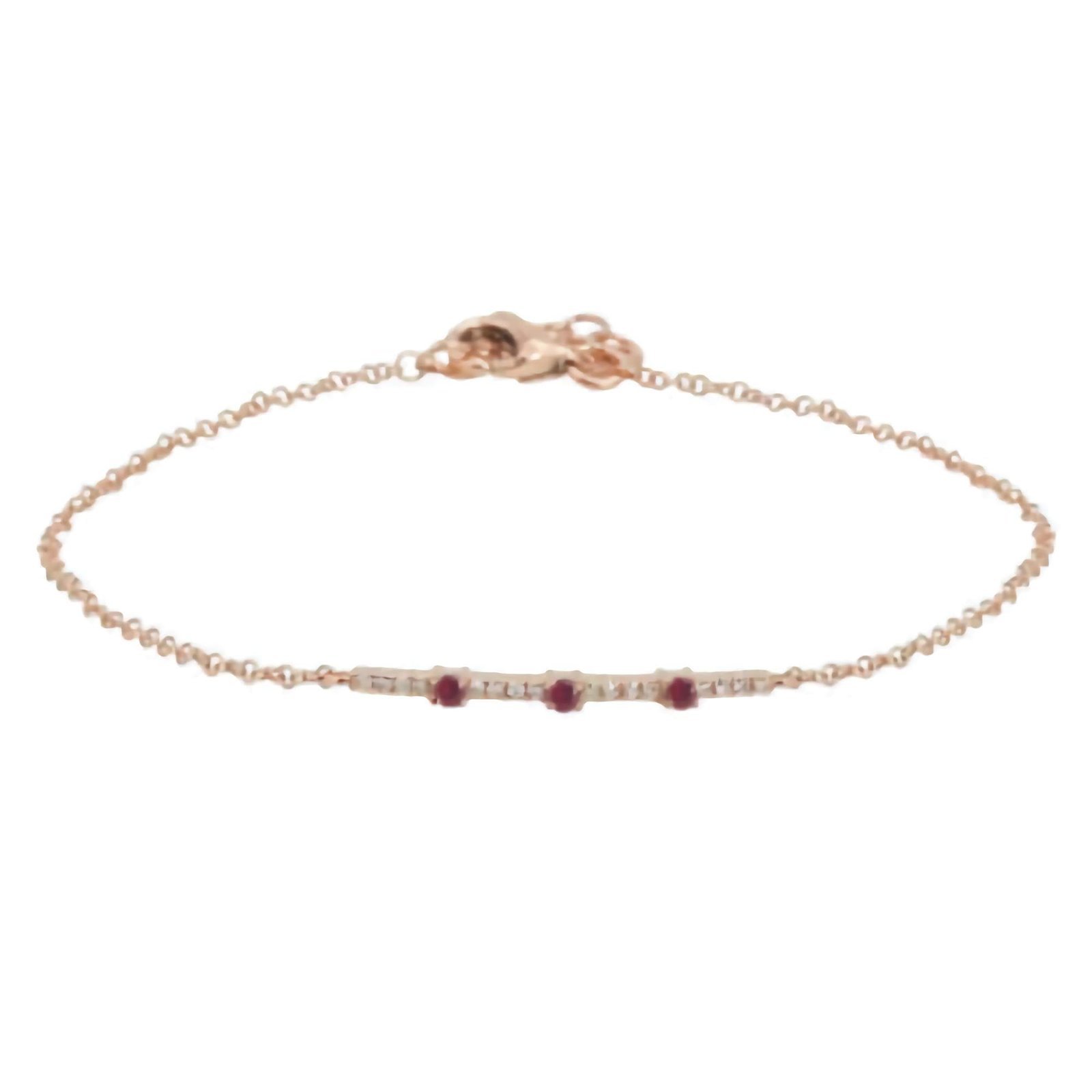 925 Silver Diamond and Ruby Bar Bracelet - Image 2