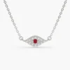 925 Silver Diamond and Ruby Evil Eye Necklace - Image 4
