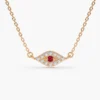 925 Silver Diamond and Ruby Evil Eye Necklace - Image 6