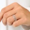 925 Silver diamond anniversary ring with pave-set premium CZ stones