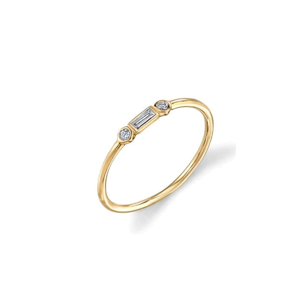 925 Silver Diamond Baguette & Bezel Ring