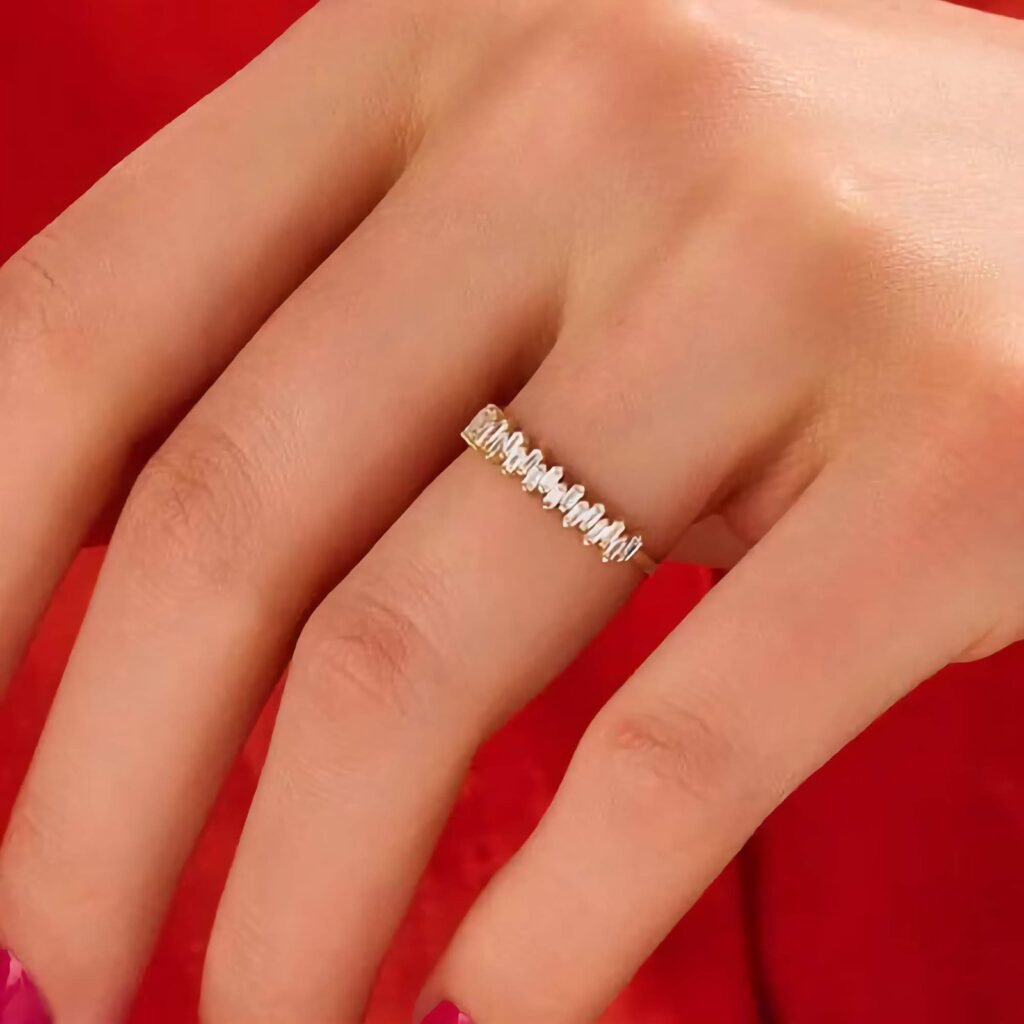 925 Silver Diamond Baguette Half Eternity Ring