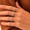 Half eternity ring with slender profile and baguette setting