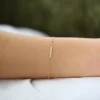 925 Silver Diamond Bar Bracelet in sterling silver with thick gold plating