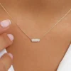 925 Silver Diamond Bar Necklace with a minimalist horizontal bar design