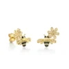 Bee and daisy stud earrings in 925 sterling silver