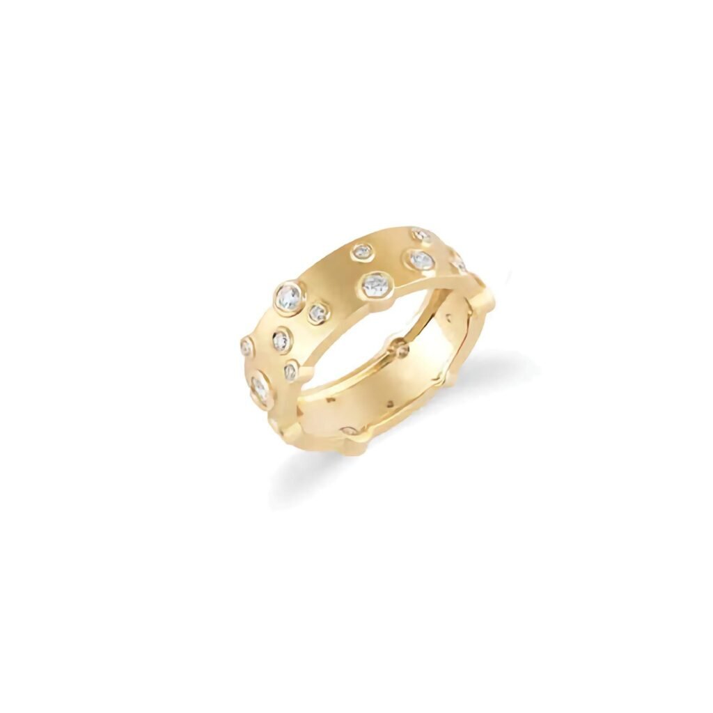 925 Silver Diamond Bezel Anniversary Cigar Band Ring