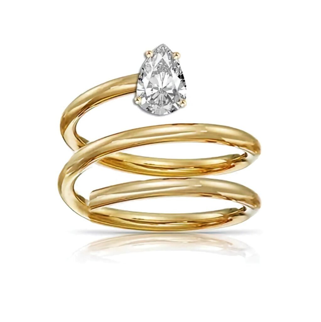 925 Silver Diamond Bezel Spiral Ring