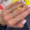 925 Silver Diamond Bezel Spiral Ring with sleek modern shape