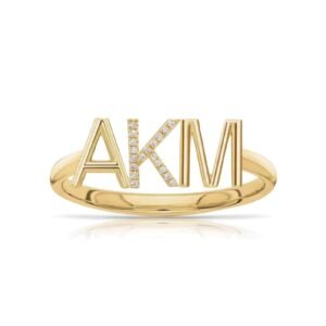 925 Silver Diamond Bold Mixed Initials Ring