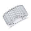 925 Silver Diamond Border Fluted Cigar Ring