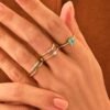 925 Silver Diamond Chevron Wedding Ring with premium CZ stones in pave setting