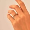 925 Silver Diamond Chevron Wedding Ring in sterling silver with thick gold plating