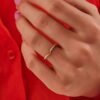 925 Silver Diamond Chevron Wedding Ring featuring a pointed chevron design