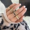 925 Silver Diamond Cigar Ring with bold, modern wide band design