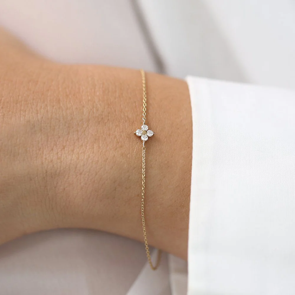 925 Silver Diamond Clover Bracelet