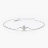 925 Silver Diamond Clover Bracelet with thick gold plating finish