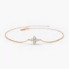 925 Silver Diamond Clover Bracelet with diamond-like CZ sparkle