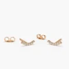 Curved bar stud earrings set with Premium CZ Diamond stones