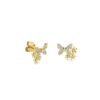 925 Sterling Silver daisy and butterfly cluster stud earring with gold plating
