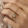 Minimal band ring with a structured row of CZ diamonds