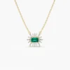 925 Silver Diamond & Emerald Necklace - Image 2