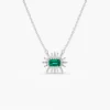 925 Silver Diamond & Emerald Necklace - Image 6