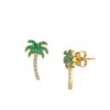 925 Silver Diamond & Emerald Palm Tree Stud