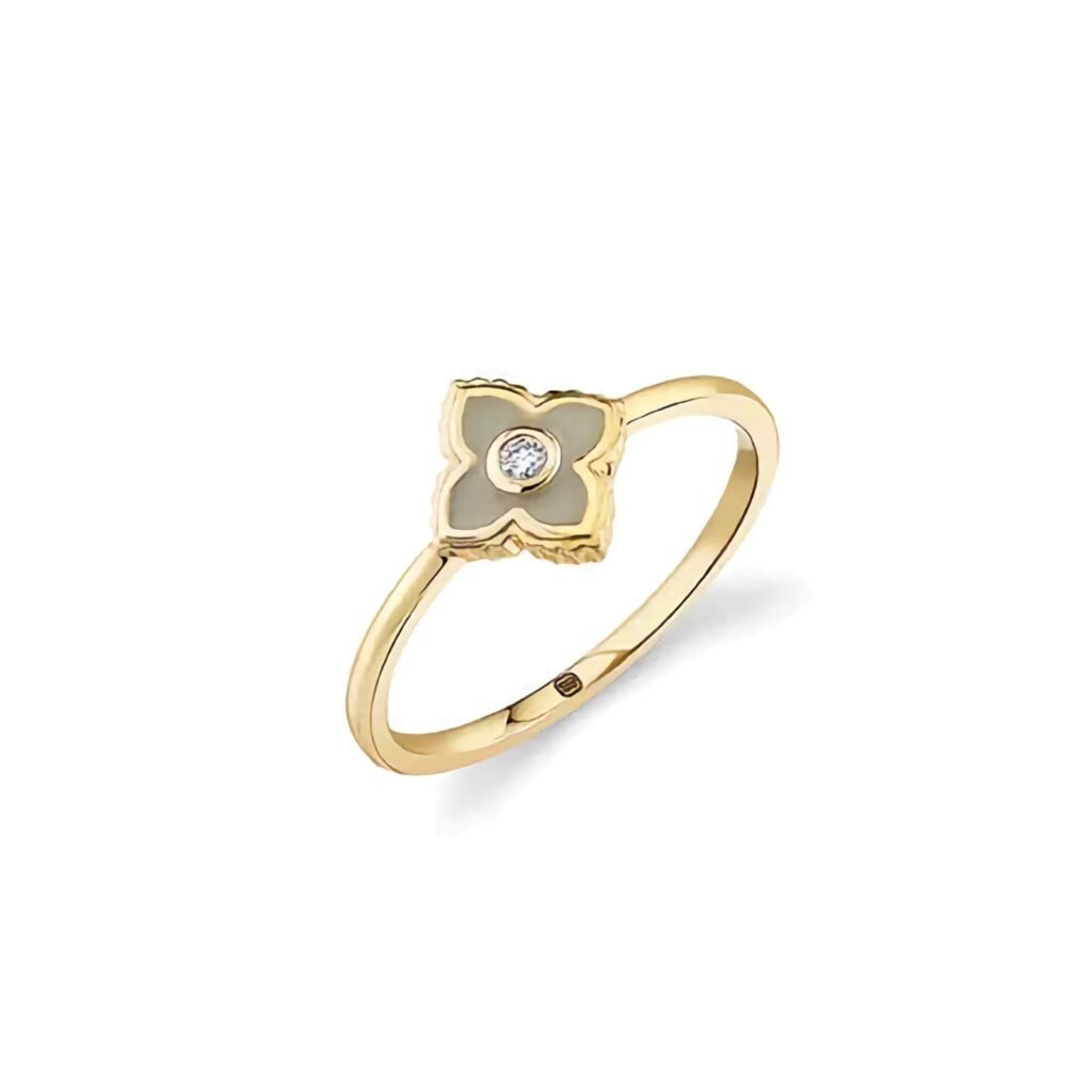 925 Silver Diamond Enamel Moroccan Flower Ring