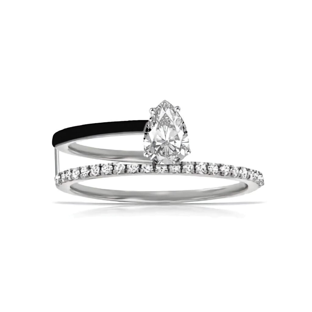 925 Silver Diamond & Enamel Ring
