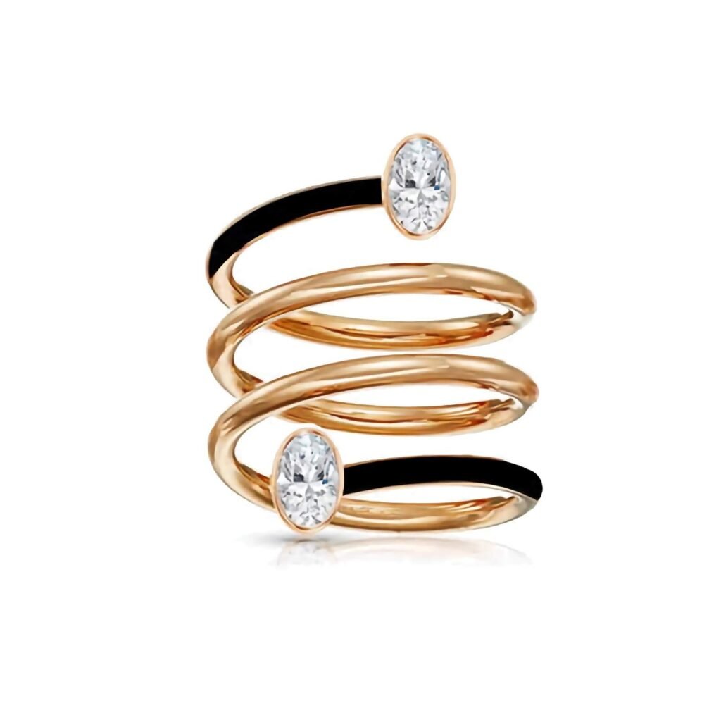 925 Silver Diamond & Enamel Spiral Ring