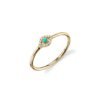 925 Silver Diamond Evil Eye Ring in sterling silver with gold plating