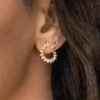 Gold-plated fishbone stud in 925 sterling silver