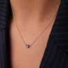 925 Silver Diamond Flower Charm Necklace - Image 2