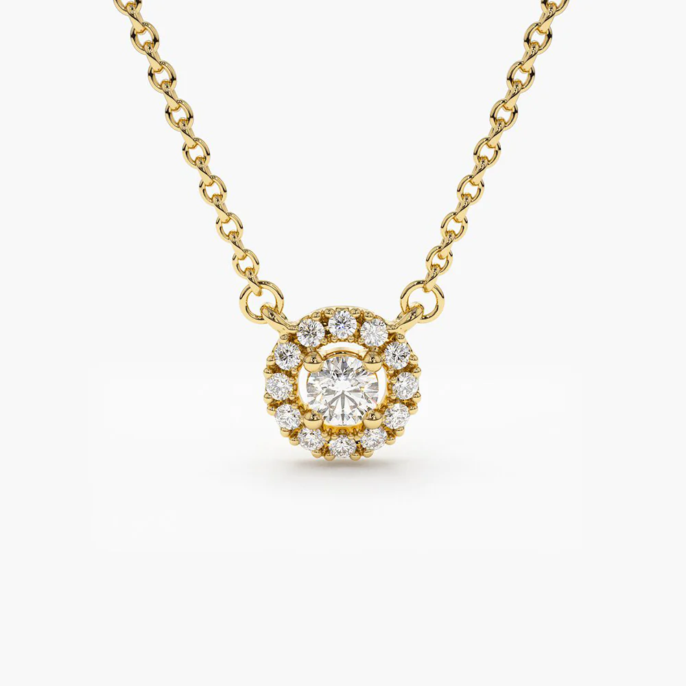 925 Silver Diamond Halo Necklace