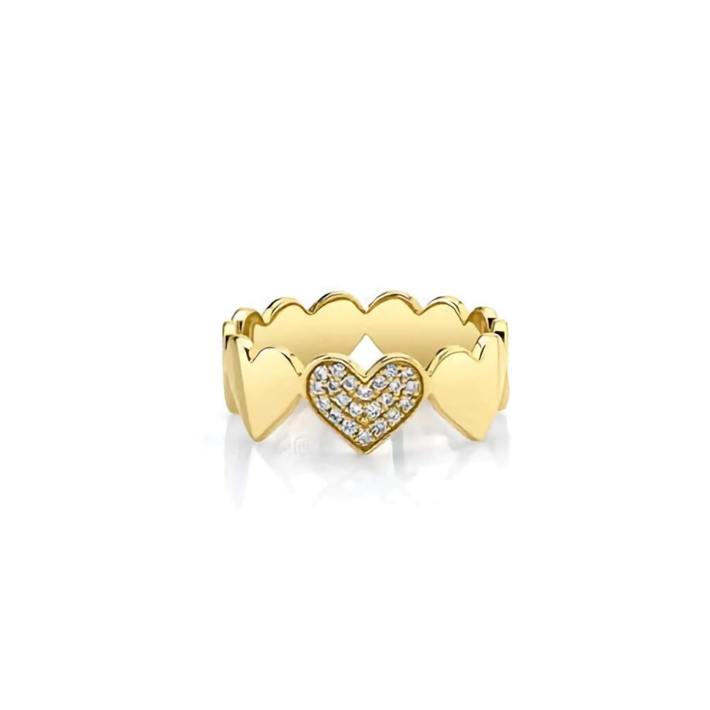 925 Silver diamond heart eternity ring