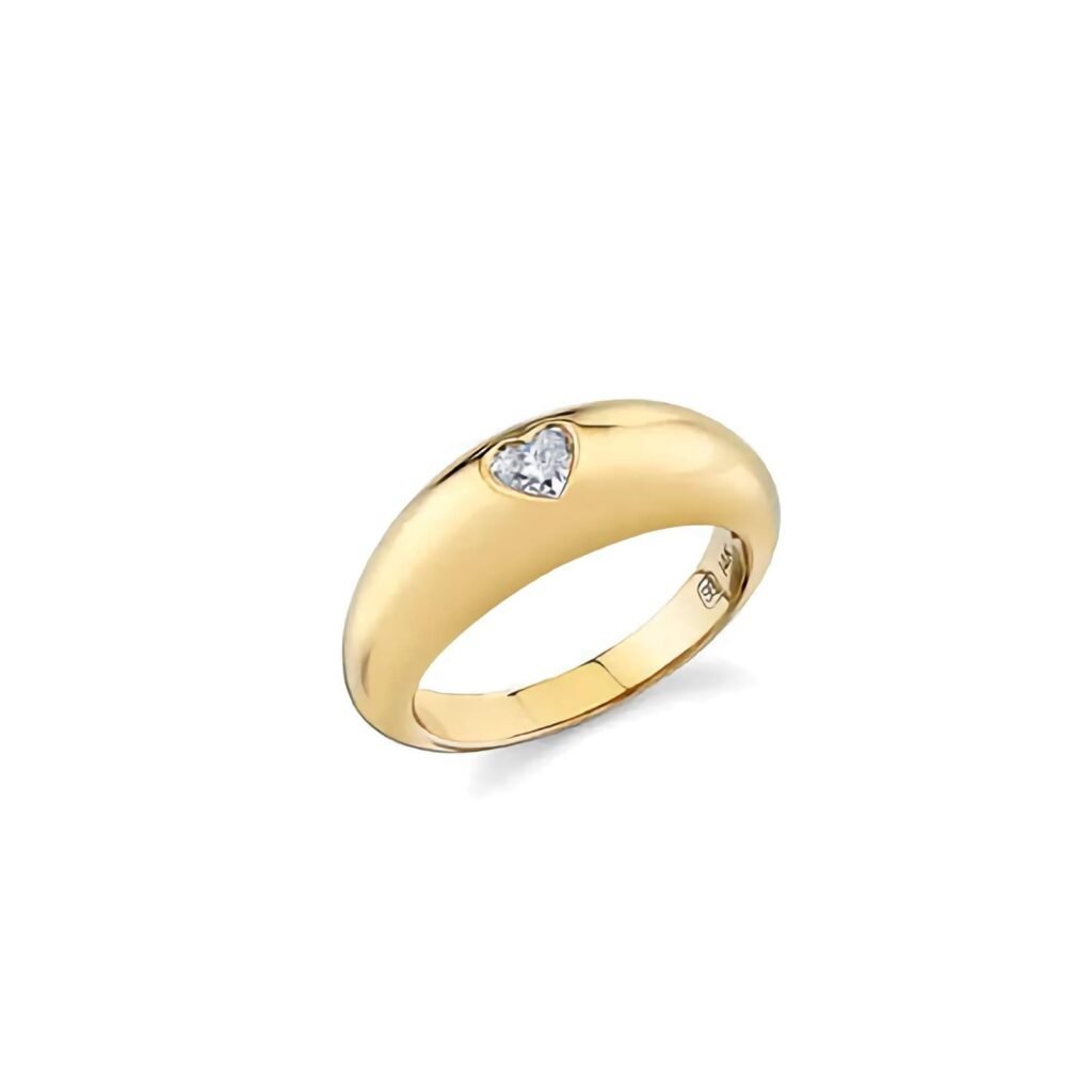 925 Silver Diamond Heart Shape Puffy Ring