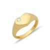 925 Silver Diamond Heart Signet Pinky Ring